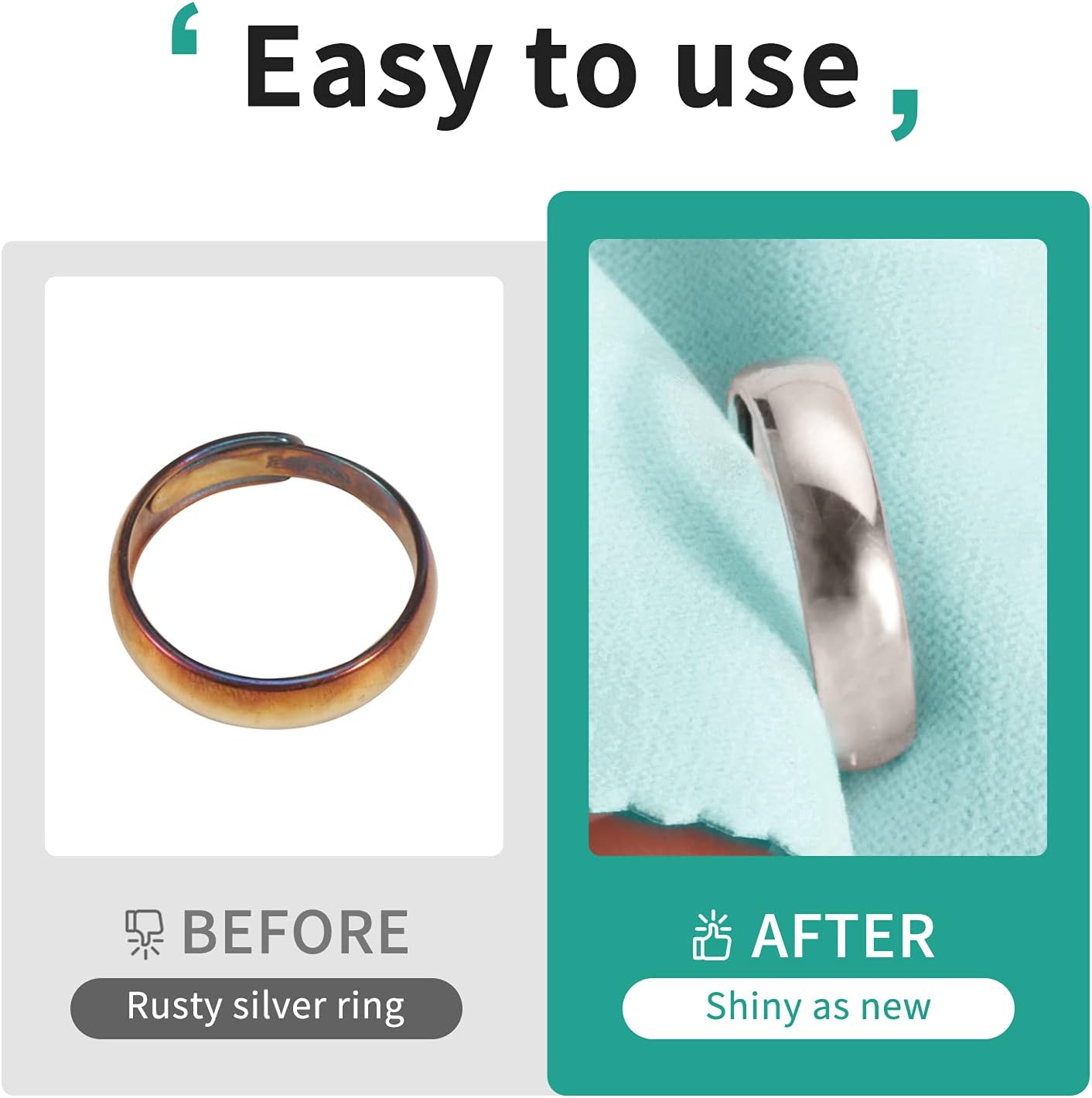 CATIFLIN 100pcs Premium Jewelry Cleaning Cloth, Silver Polishing Cloth Individually Wrapped, for Sterling Silver, Gold, Brass, Silverware, Coin, Ring, Watch and More (Sea Blue, 3.15" x 3.15")