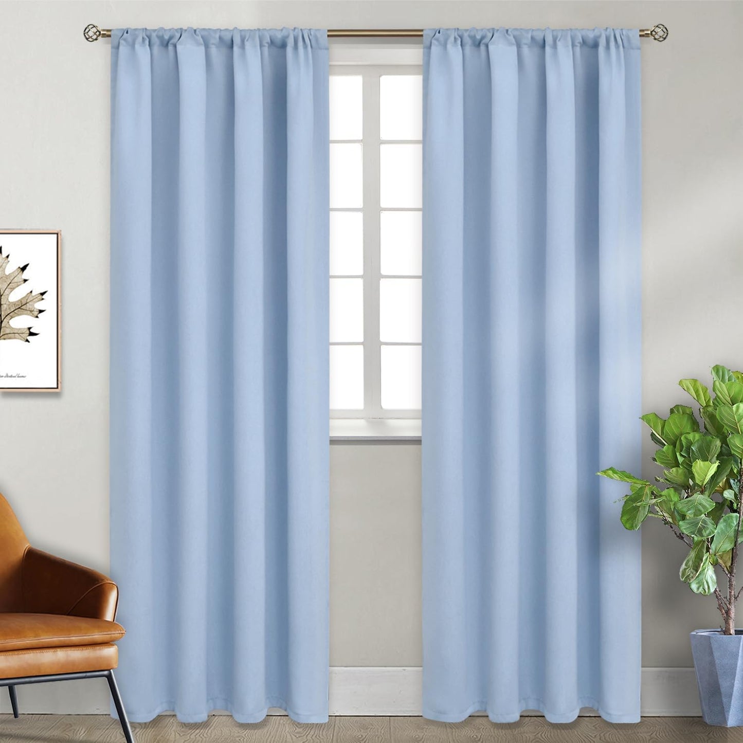 BGment Baby Blue Room Darkening Curtains 84 Inch Length for Bedroom - Rod Pocket Thermal Insulated Drapes for Living Room Boy Privacy Shading, 52 x 84 Inch, 2 Panels