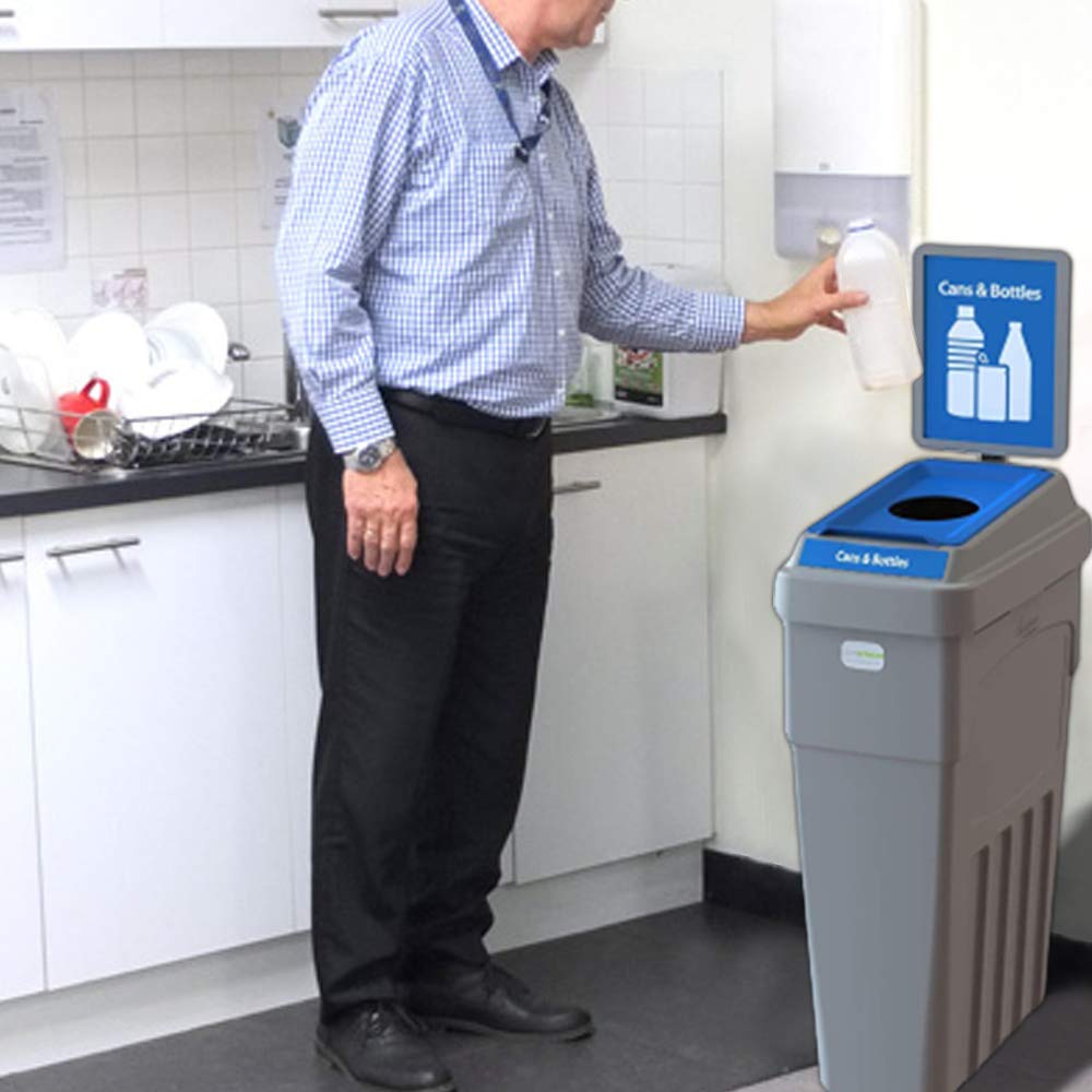 LeanStream Bin - 23 Gallons | 1 Stream | Cans & Bottles Attached Backboard | Grey Color