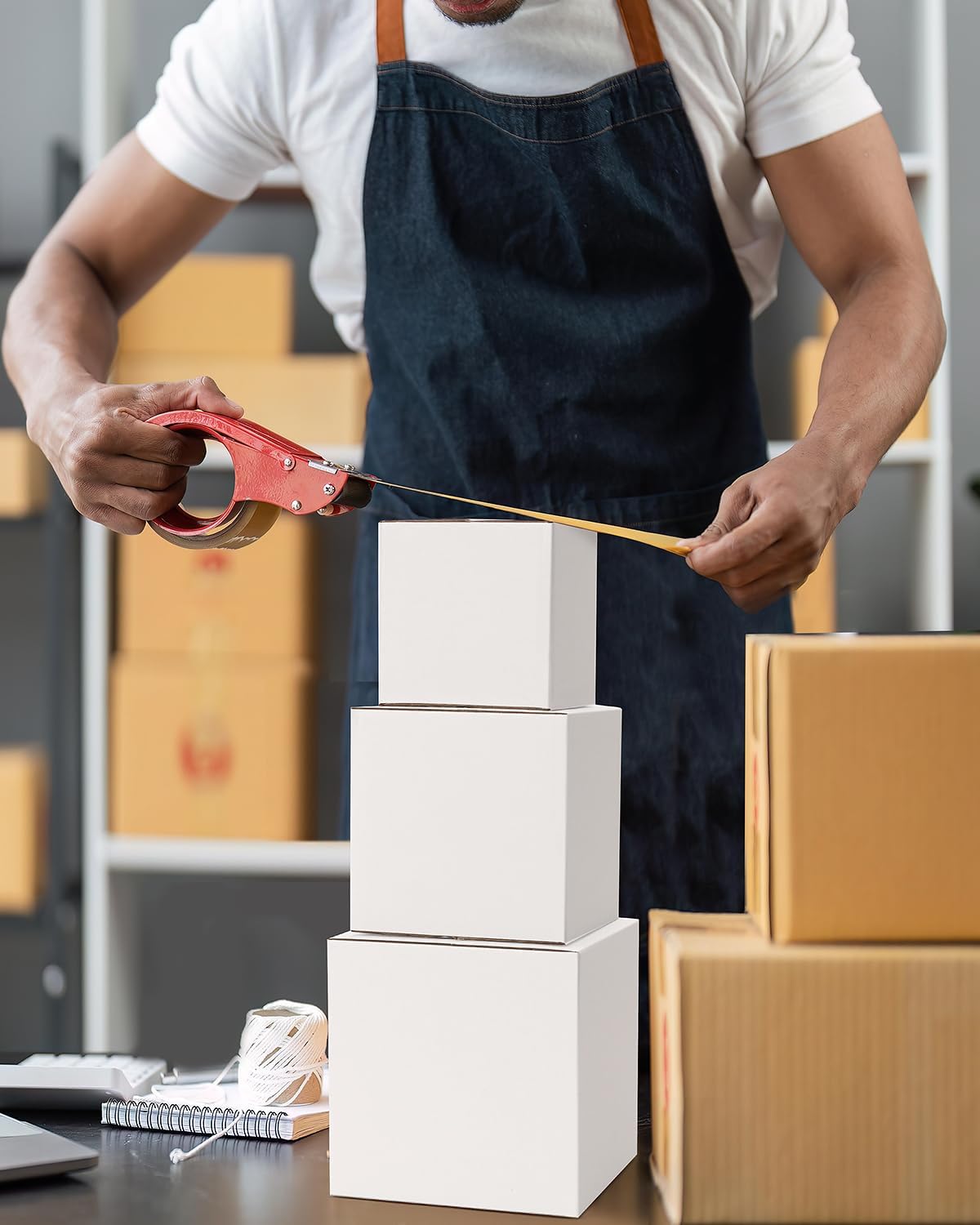 Assorted-Sizes-Shipping-Boxes-45-Pack: 4x4x4 & 5x5x5 & 6x6x6 Small-Shipping-Boxes-Mailers, White Corrugated-Cardboard-Boxes-for-Packing-Small-Business Mailing