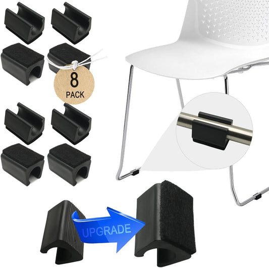 Rectangle U Shaped Chair Leg Tips Cap with Felt Pads,Furniture Feet Protectors Slide Smoothly Glides,Protect Hardwood Floor No Scratches No Noise,Fit 12mm(15/32inch) Diameter Tubular Legs (Black 8PCS)