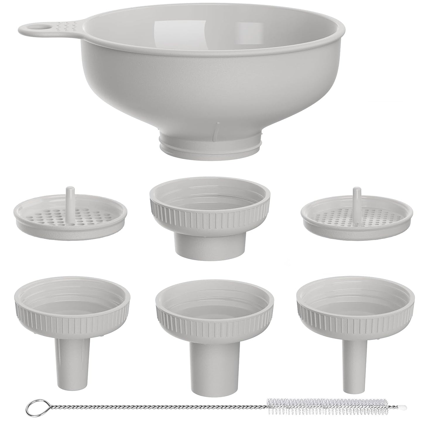 Wide Mouth Kitchen Funnel, Food Grade Plastic Cooking Canning Funnel with 4 Sizes Spouts for Filling Wide and Regular Mason Jars, Spray Dropper Oil Bottle Jug Spices Shampoo Sauce