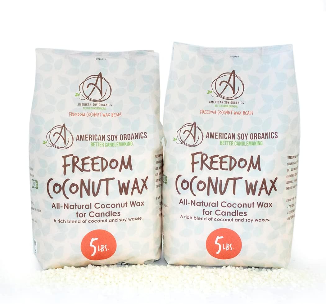 American Soy Organics Freedom Coconut Soy Wax Beads for Candle Making - Natural Candle Making Supplies - Paraffin-Free,Beeswax-Free Coconut Candle Wax for Container Candles,Tealights,Wax Melts 10 lbs