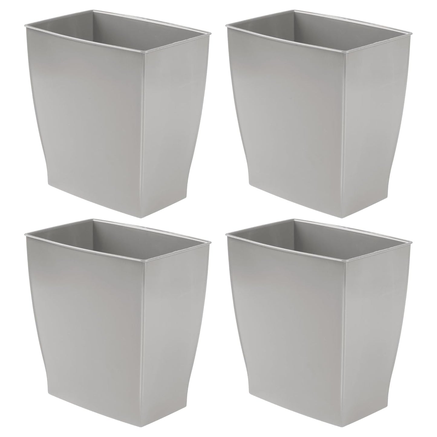 iDesign Small Bathroom Trash Set of 4-Gray Mono Rectangular Can M4