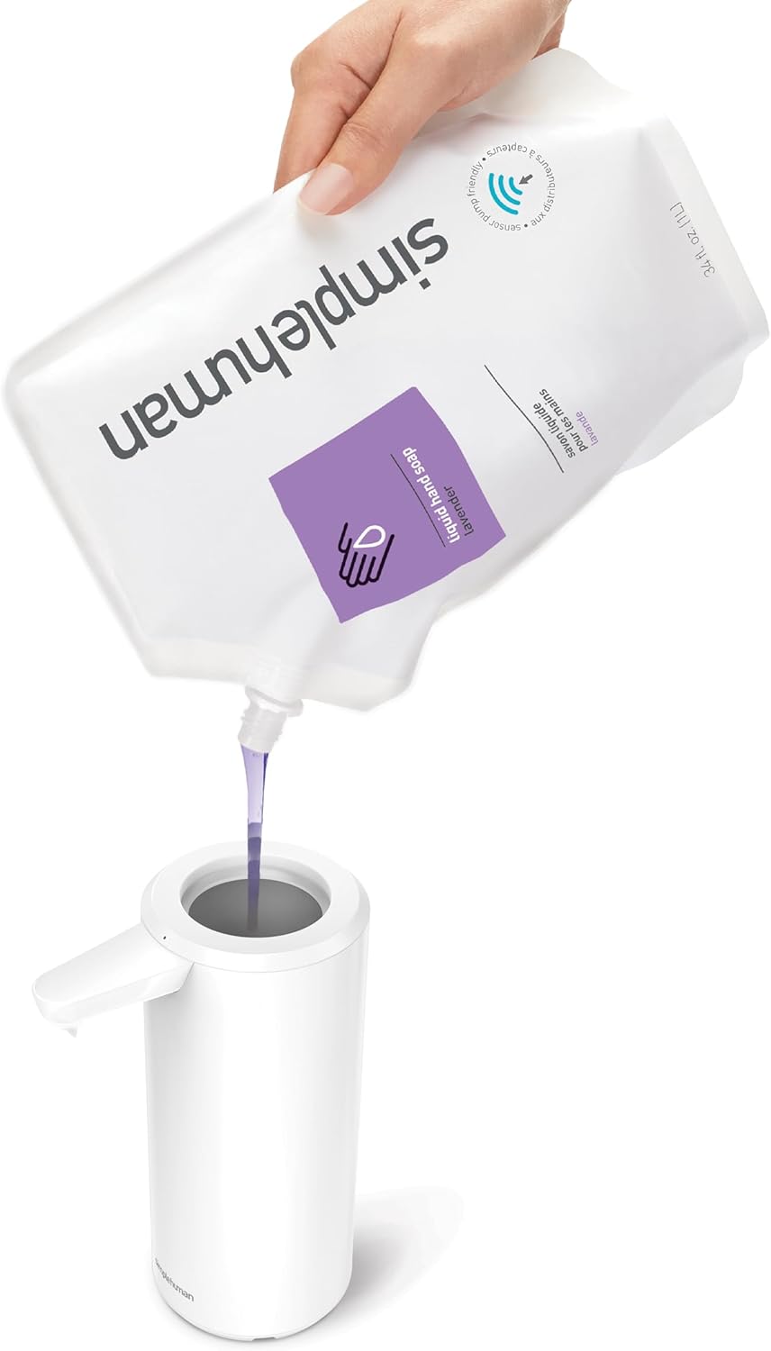 simplehuman 9 oz. Touch-Free Automatic Rechargeable Sensor Pump, White Stainless Steel, New