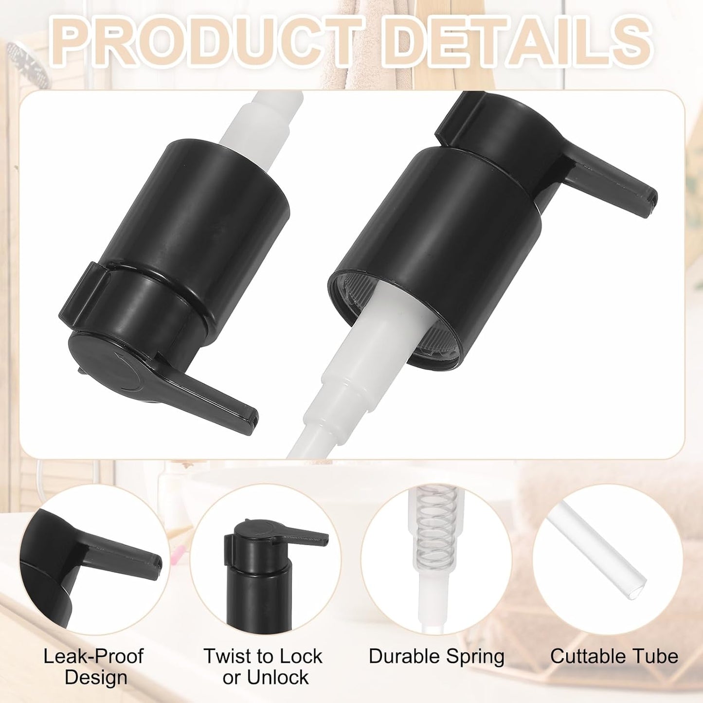 uxcell 2 Pcs Soap Dispenser Pump Heads, Hand Soap Dispensers Top Pumps Replacement Clip-on Pumphead for Standard 24/410 Neck Size Bathroom Lotion Shampoo Bottle, Black