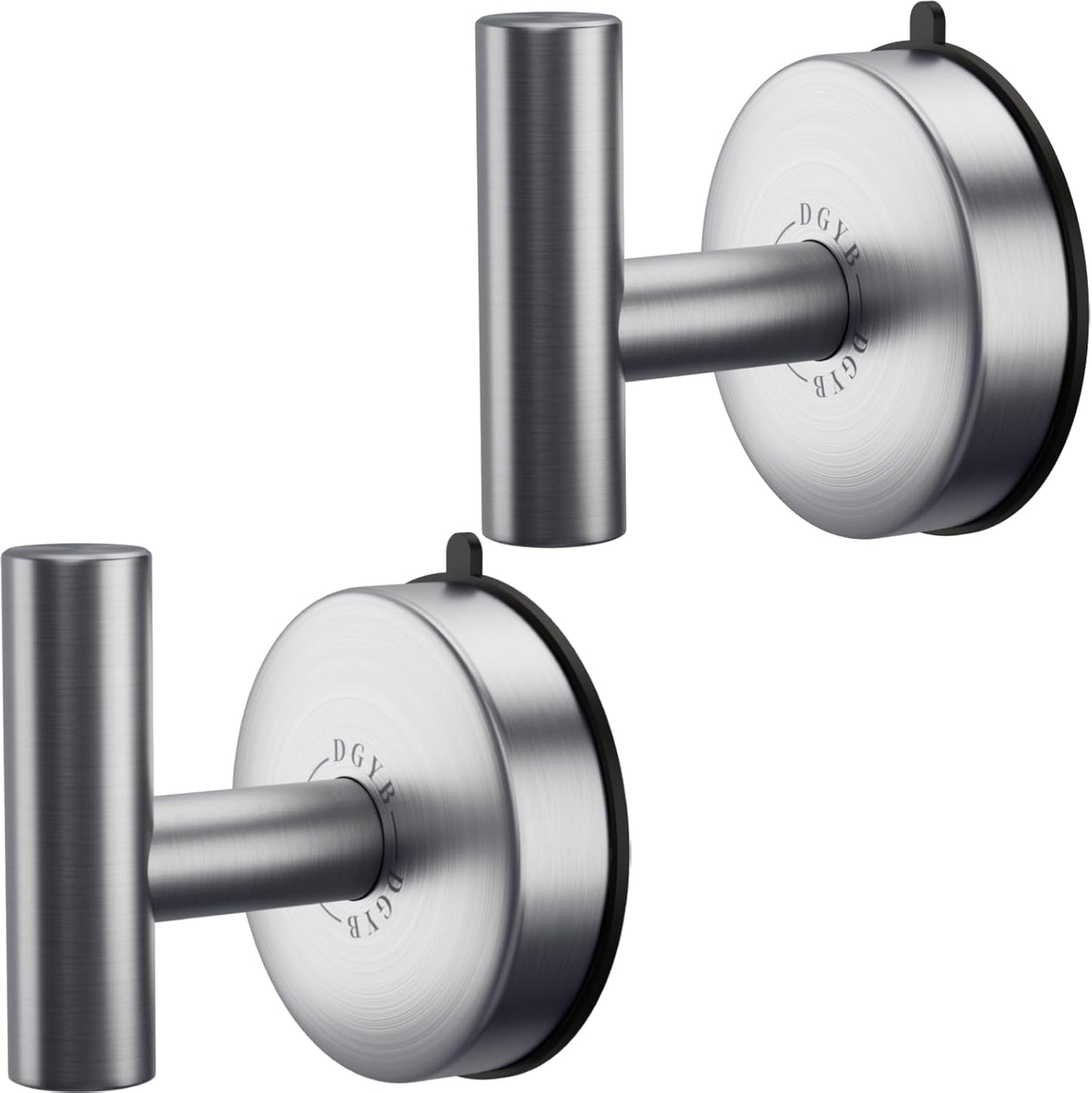 DGYB Large Suction Cup Hooks for Shower Set of 2 Brushed Nickel Towel Hooks for Bathrooms 11 Lbs Wall Hook for Hanging Coat, Robes, Loofah