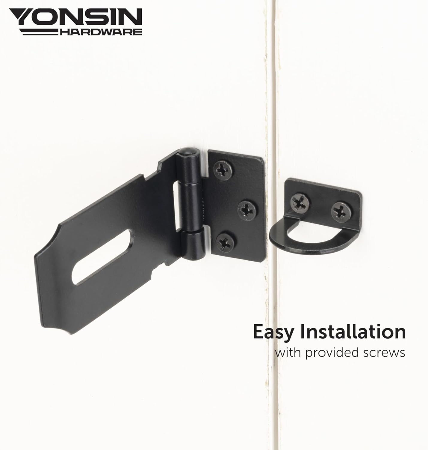 3" Door Padlock Safety Hasp Latch, Door Hasp Clasp Lock Gate Shed Hasp Latch Lock for Door Window Cabinet Pet Cage Toolbox Shed Fence, 304 Stainless Steel, Matte Black Finish, 1 Pack