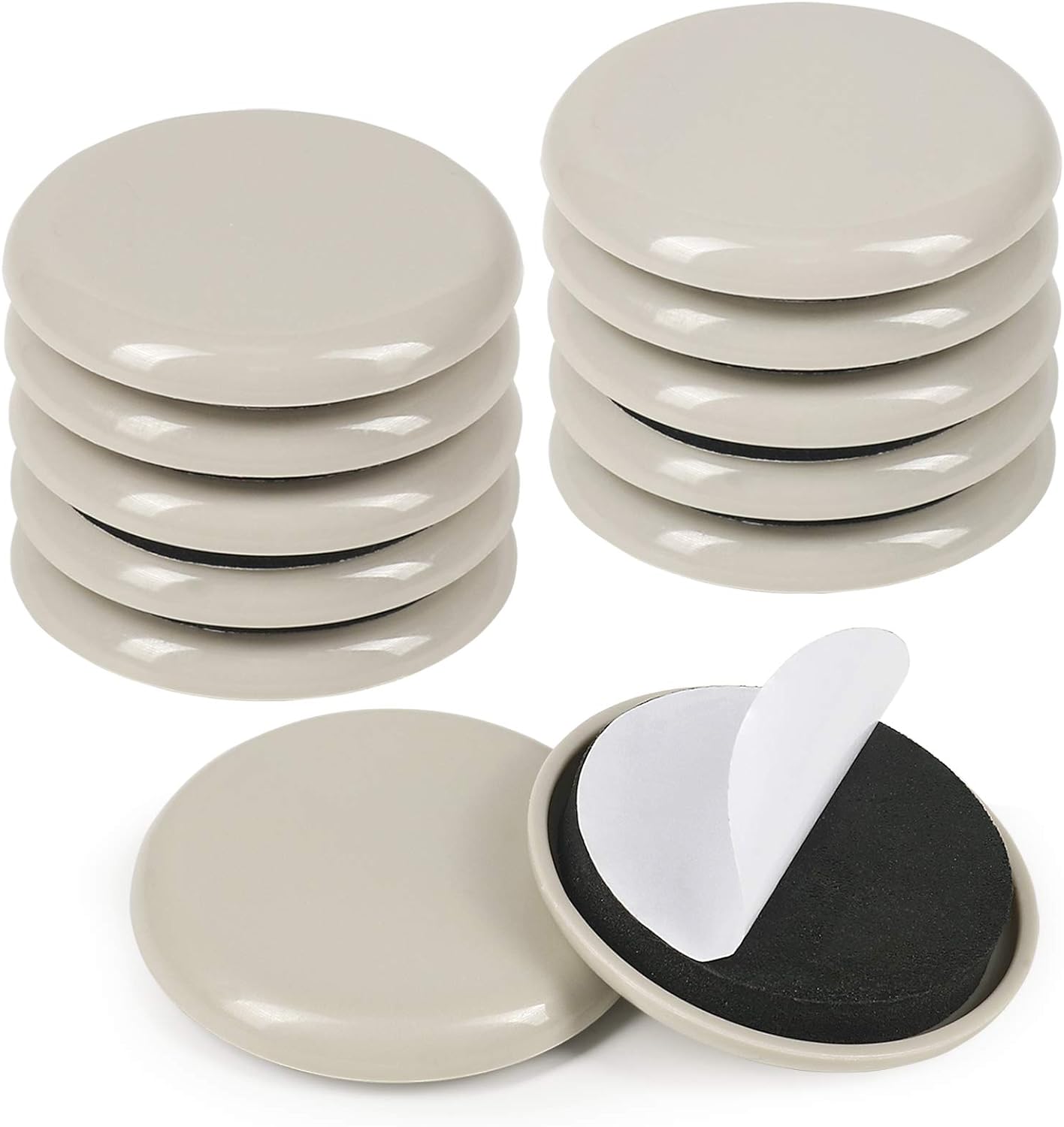 2 inches Stick Furniture Sliders, 12pcs Furniture Glides for Easy Moving on Carpet Hardwood (Beige)