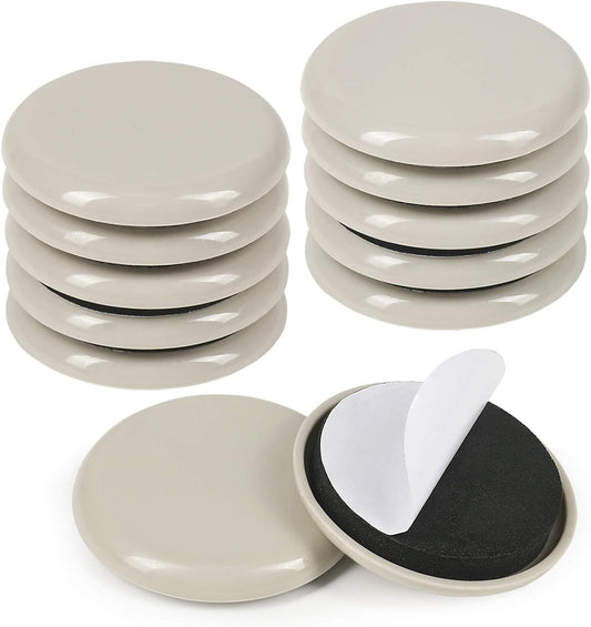 2 inches Stick Furniture Sliders, 12pcs Furniture Glides for Easy Moving on Carpet Hardwood (Beige)
