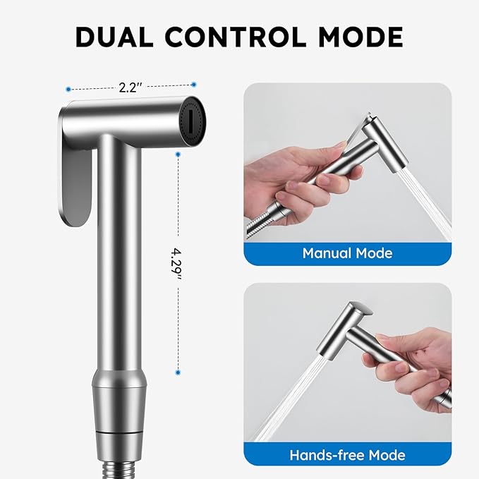 Arofa Built-in Hot and Cold Bidet Sprayer for Toilet, Warm Water Bidet with Adjustable Water Pressure, Dual Control Mode Toilet Sprayer with Toilet Hose for Feminine Wash, Wall Mounted