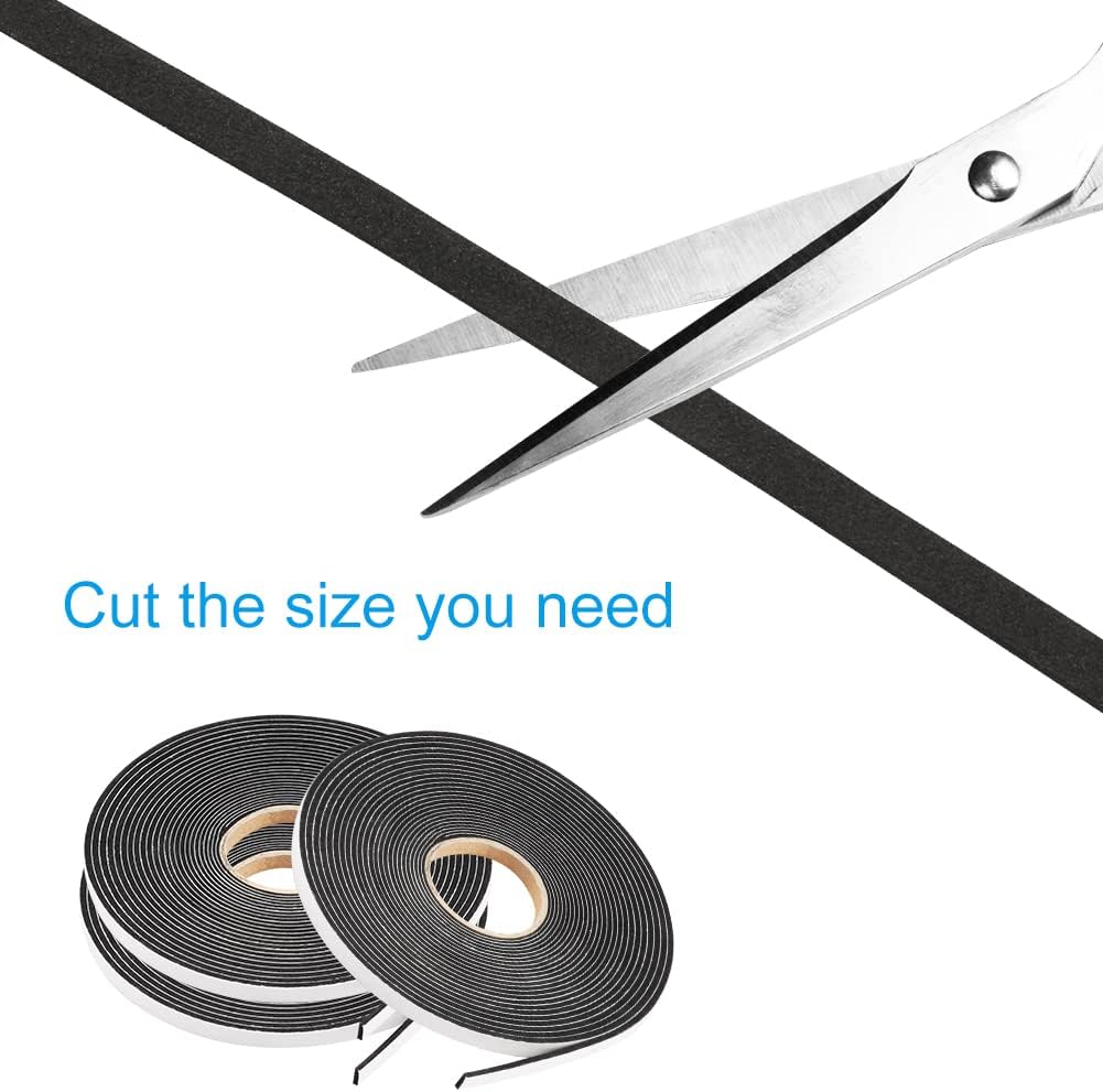 Seal Foam Tape,1/4 Inch W x 1/16 Inch T Weather Stripping for Door and Window,High Density Single Sided Closed Cell Door Insulation Weather Strip,3 Rolls Total 64FT Long