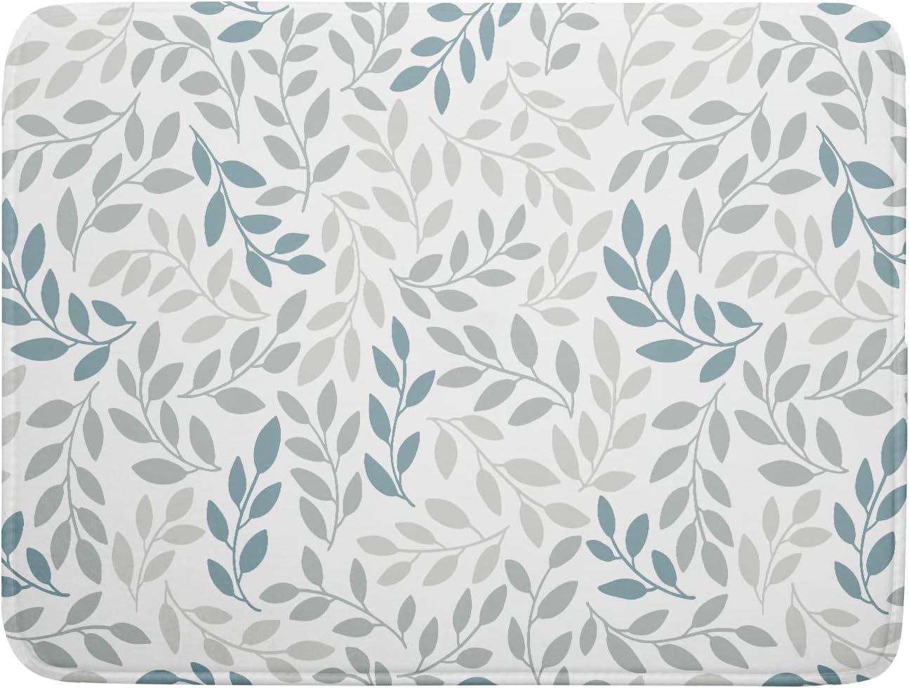 Leaves Branches Dish Drying Mat 18x24 for Kitchen Counter Decor Grey and Blue Leaf Absorbent Reversible Plant Dish Mat Microfiber Drying Pad Dish Drainer Rack Mats for Coffee Bar Home Decor