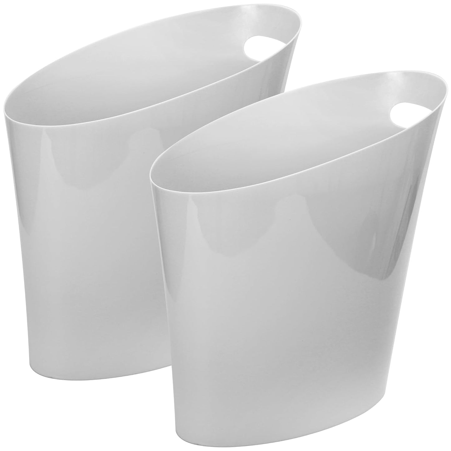 Youngever 2 Gallon Slim Trash Can, Plastic Garbage Container Bin, Small Trash Bin with Handles for Home Office, Living Room, Study Room, Kitchen, Bathroom (2 Pack) (Grey)
