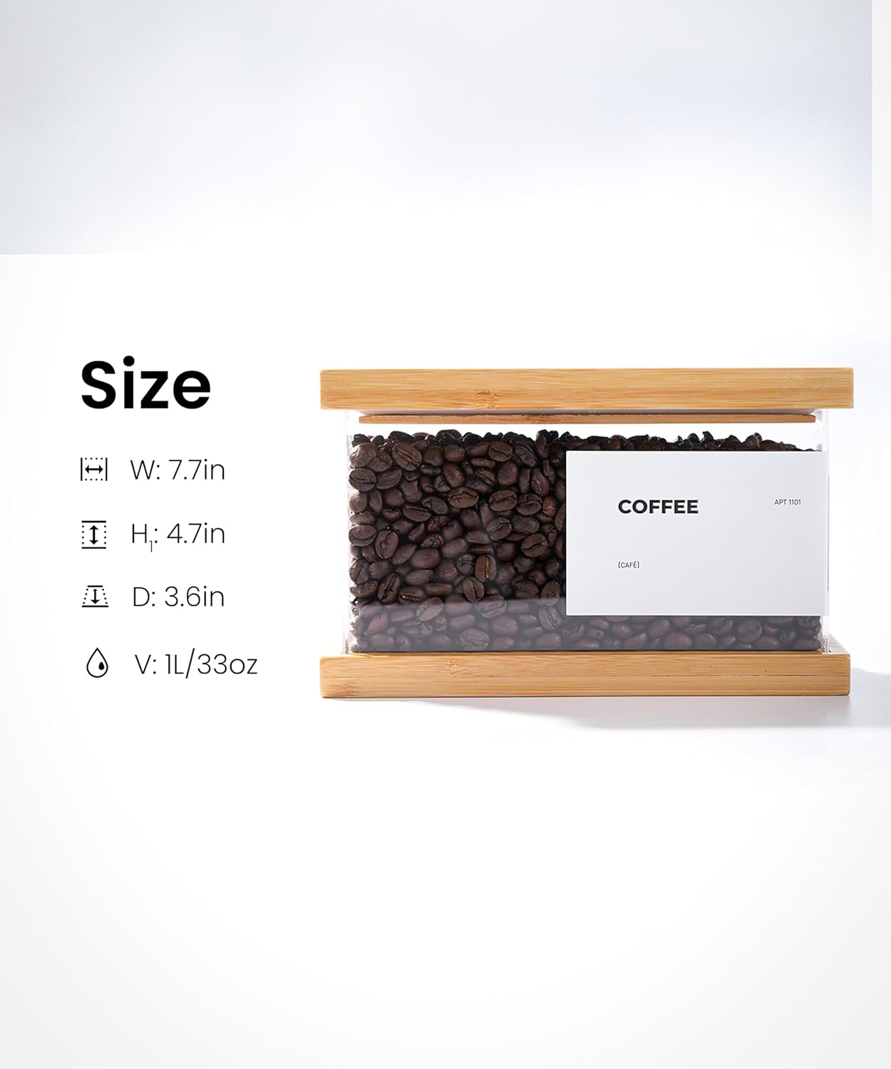 Bamboo Food Dispenser | Kitchen Organizers and Storage | Airtight Pantry Organizers and Storage Container | Cereal, Rice, Flour, Snack Storage (2, Small)