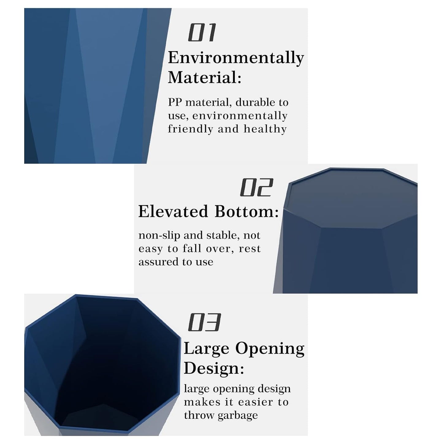 6pcs Trash Can Wastebasket Plastic 2.6 Gallon Garbage Can Container Rubbish Trash Bin Paper Basket Office Organizer for Bedroom Office Bathroom,10Litre-6 Colors