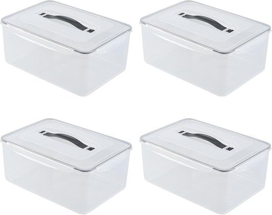 4-Pack 14.5 L Food Sealed Storage Container, Plastic Boxes with Airtight Lid