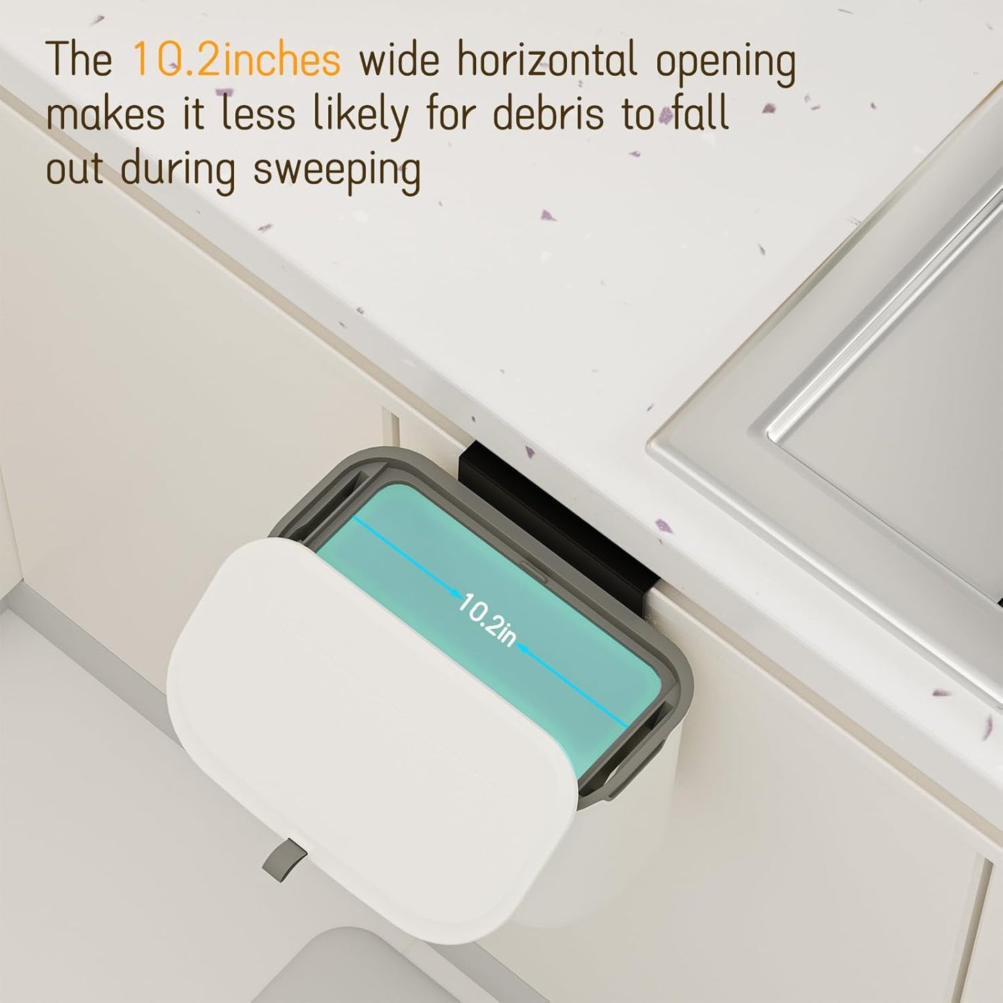 2.4 Gallon Kitchen Compost Bin Hanging Small Trash Can with Lid Under Sink Dual Installation & Triple-Seal Technology, Odorless Kitchen/Bathroom/Office Trash Can for Home, RV