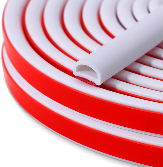 Benory Silicone Weather Stripping Door Seal - Self Adhesive D Shaped Seal Strip for Door Frame/Windows