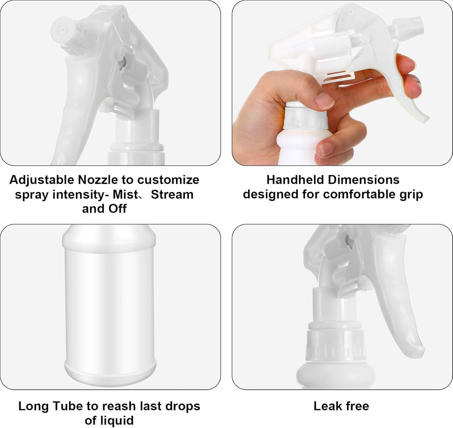 Eccliy 12 Pcs 16 Oz Plastic Spray Bottle, Adjustable Empty Reusable Sprayer for Cleaning, Planting, Water, Bathroom and Kitchen, BBQ, Commercial and Residential(Black, White,Original)