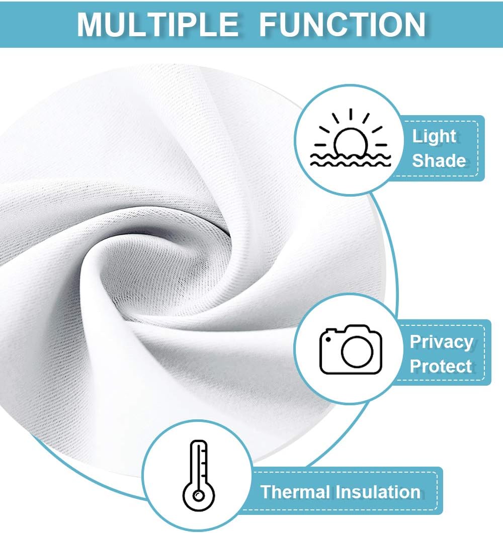 RYB HOME Blackout Curtains for Kitchen, Over Sink Privacy Curtains Window Decor, Thermal Insulating Drapes for Bathroom Cafe Bedroom Small Window, W 42 x L 24 inch, Pure White, 2 Panels