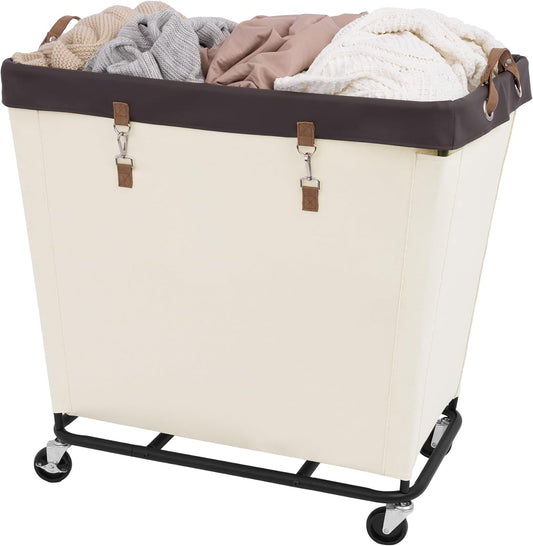 StorageWorks 320L Laundry Basket with Wheels, Extra Large Rolling Hampers for Clothing Organizer, Dirty Clothes Basket for Hotel, Home, Closet, Dorm, Beige