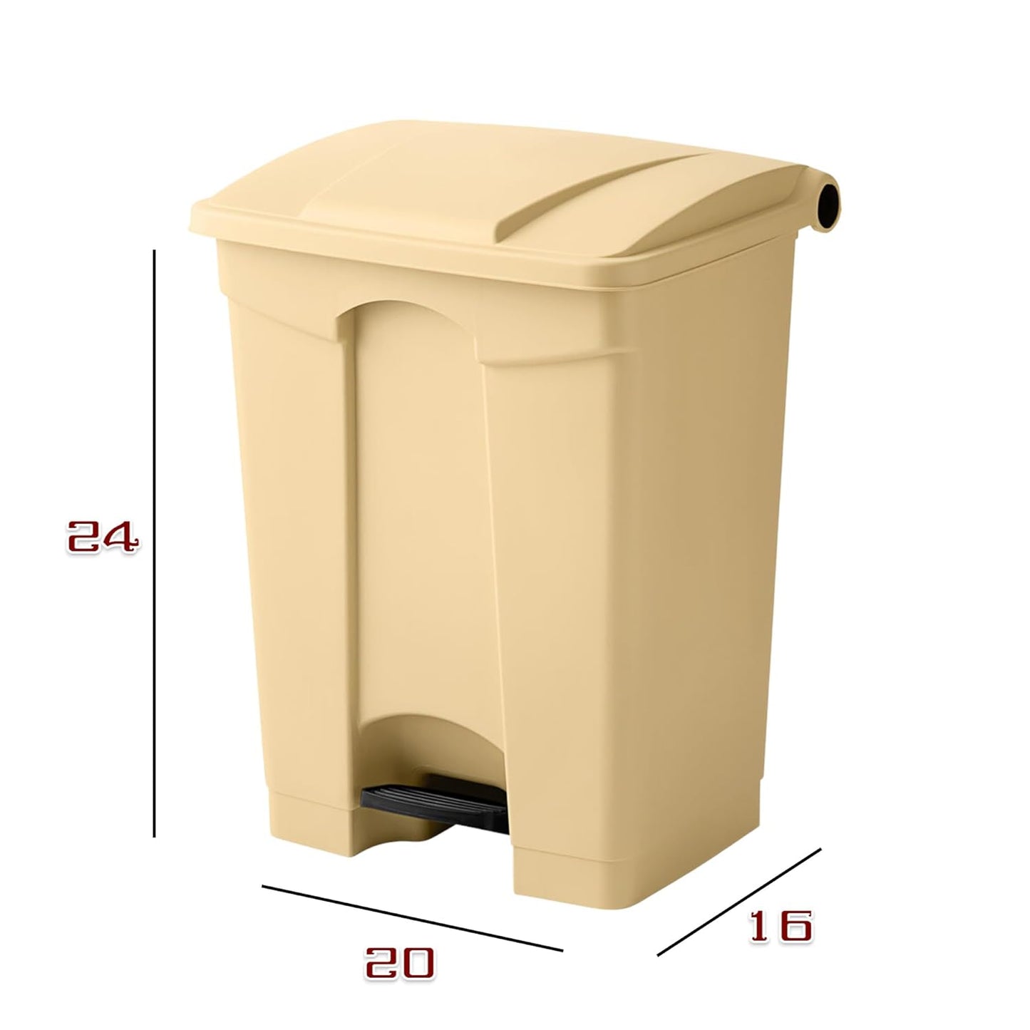 PRO&Family Step-On Trash Can with Lid, Plastic Waste Bin, Foot Pedal Operation (Biege, 18 Gallon)