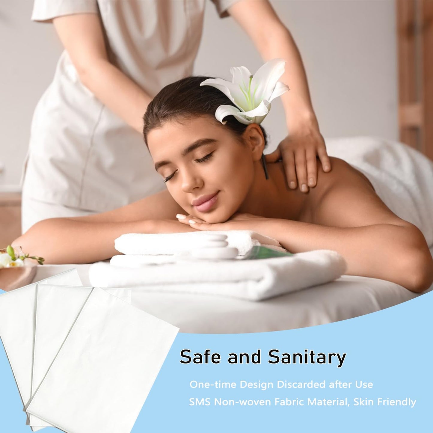 100Pcs Disposable Massage Table Sheets 31" x 71" Non-Woven Fabric Disposable Bed Sheets SPA Bed Cover Breathable Oil-Waterproof Sheets for Travel Spa Tatto Hotel Salon (White)