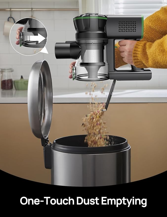 Vexilar Cordless Vacuum Cleaner, 550W/45Kpa/60Mins, Cordless Stick Vacuum Cleaner with Self-Standing and Touch Screen, 6-in-1 Lightweight, Rechargeable Vacuum for Pet Hair Carpet Hardwood Floor