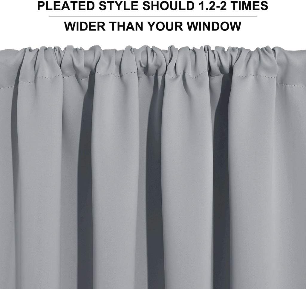 RYB HOME Blackout Curtains for Kitchen, Over Sink Privacy Curtains Window Decor, Thermal Insulating Drapes for Bathroom Cafe Bedroom Small Window, W 42 x L 24 inch, Silver Grey, 2 Panels