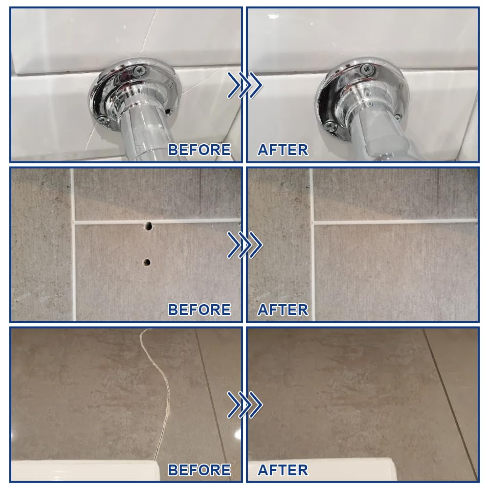 Tile Repair Kit, Ceramic Tile Chip Repair Kit(Color Match), Porcelain Repair Kit with Super Strong Adhesion, Fix Chips, Cracks and Holes on Ceramic Tile, Porcelain, Acrylic, Fiberglass, Enamel