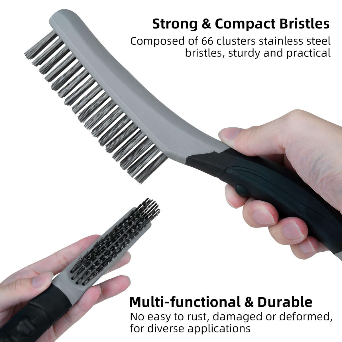 7 PCS Wire Brush Set, Brass Wire Brush and Stiff Bristle Metal Brush with Handle, Heavy Duty Stainless Steel Wire Brushes for Cleaning Rust, Paint Removal, Grill, Welding Slag