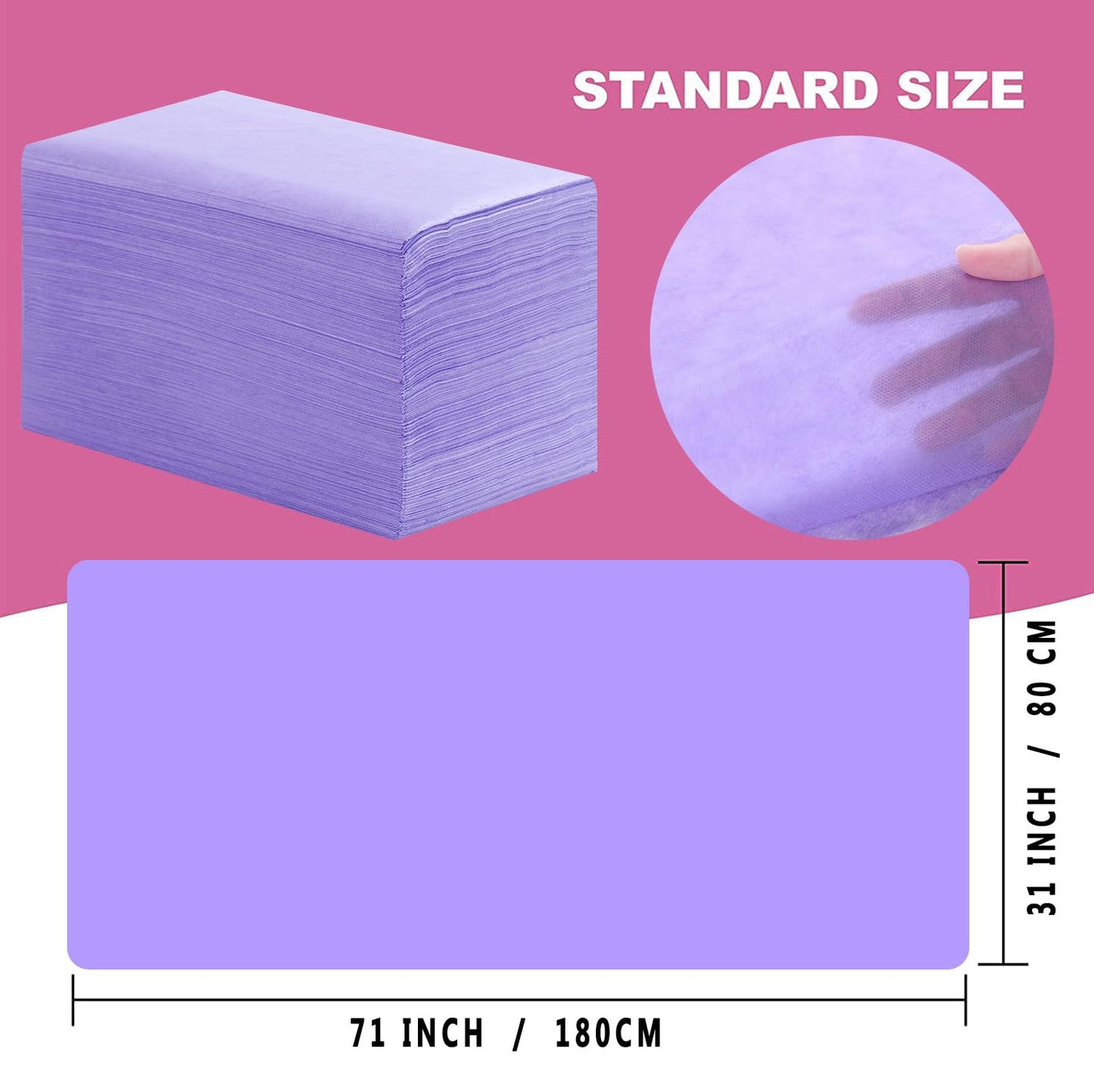 Disposable Bed Sheets 200 Pcs 31" x 71" Massage Table Sheets Non Woven Fabric SPA Bed Cover Breathable for Massage Beauty Tattoos(Purple)
