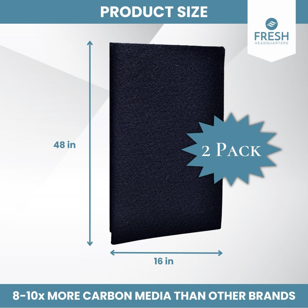 Fresh Headquarters 2Pack Cut‑to‑Fit Activated Carbon Pre‑Filter Rolls – Universal Air Purifier & AC Sheet Compatible with Honeywell, Whirlpool, Next Gen & More Odor/VOC Reduction