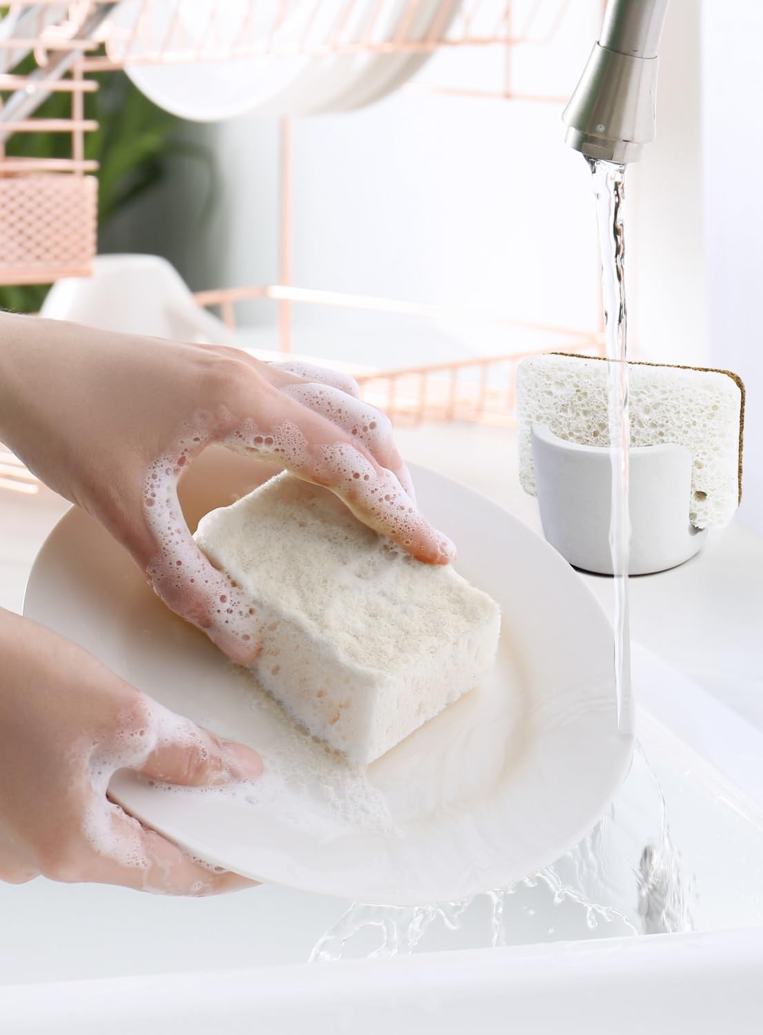 Diatomite Sponge Holder, Quick Dry Stone Sponge Stand for Kitchen Countertop Organizer, Diatomaceous Earth Sponge Stand, Absorbent Sponge Holder, Gray