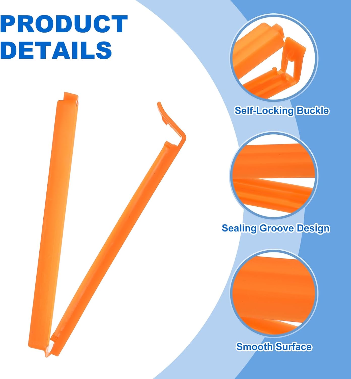 PATIKIL Sealing Clips 4.3 Inch, 10 Pack Reusable Plastic Bag Clip Clamp Sealer for Food Storage Snack Bag Home Kitchen, Orange