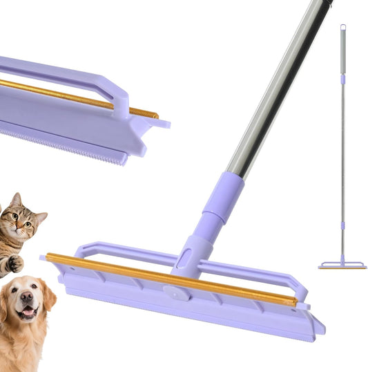 Carpet Rake for Pet Hair Removal, 59” Adjustable Long Handle Carpet Scraper for Cat Dog Hair Deep Cleaner, Reusable Pet Hair Removal Tool for Rugs, Mats, Couch, Sofas, Floor, Car Seats