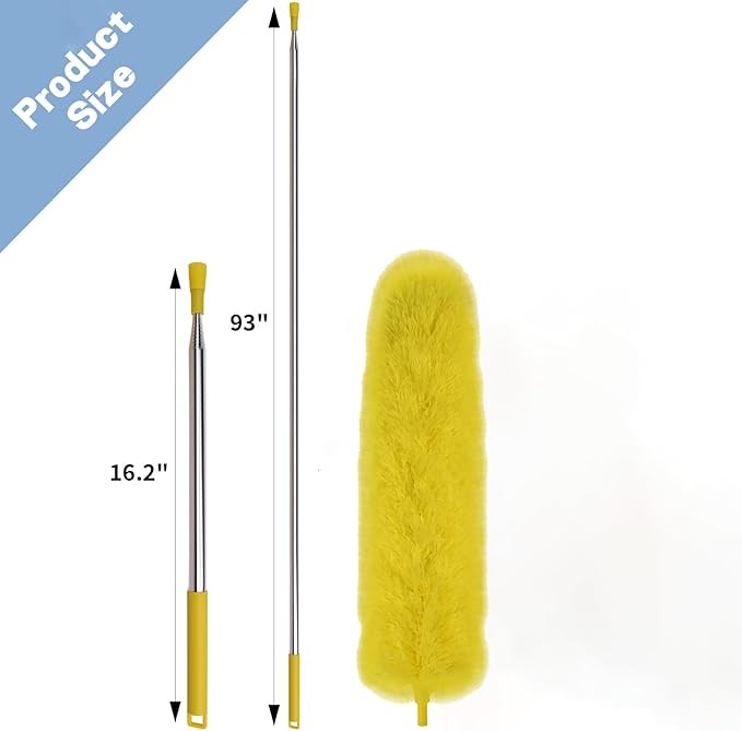 Cobweb Duster with Extension Pole, 110" Microfiber Feather Duster Kit with Bendable Washable Heads, Spider Web Brush, Dusters for Cleaning Ceiling Fan, High Ceiling, Blinds, Furniture & Cars