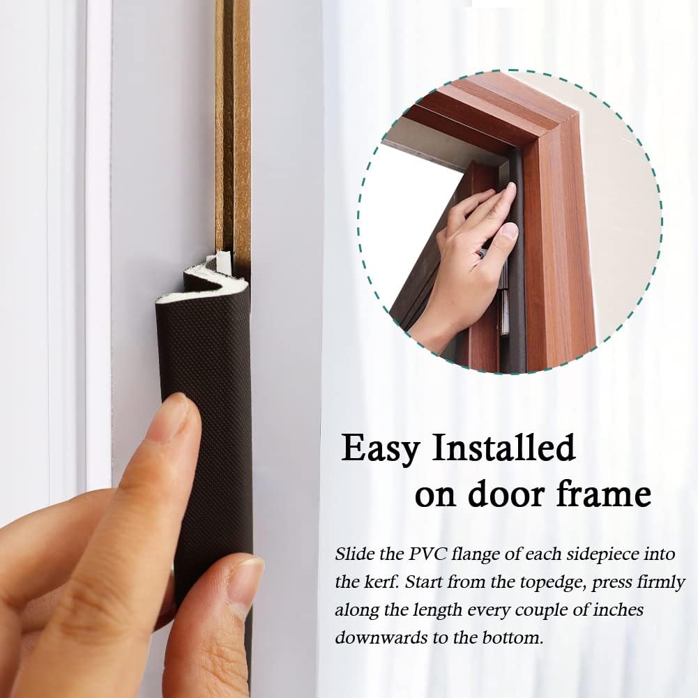 Kerf Weather Stripping Door Seal Strip 26 Ft Q Foam Door Weatherstrip Seal with Slot Card Slot Installation, Easy Cut to Size (Brown)