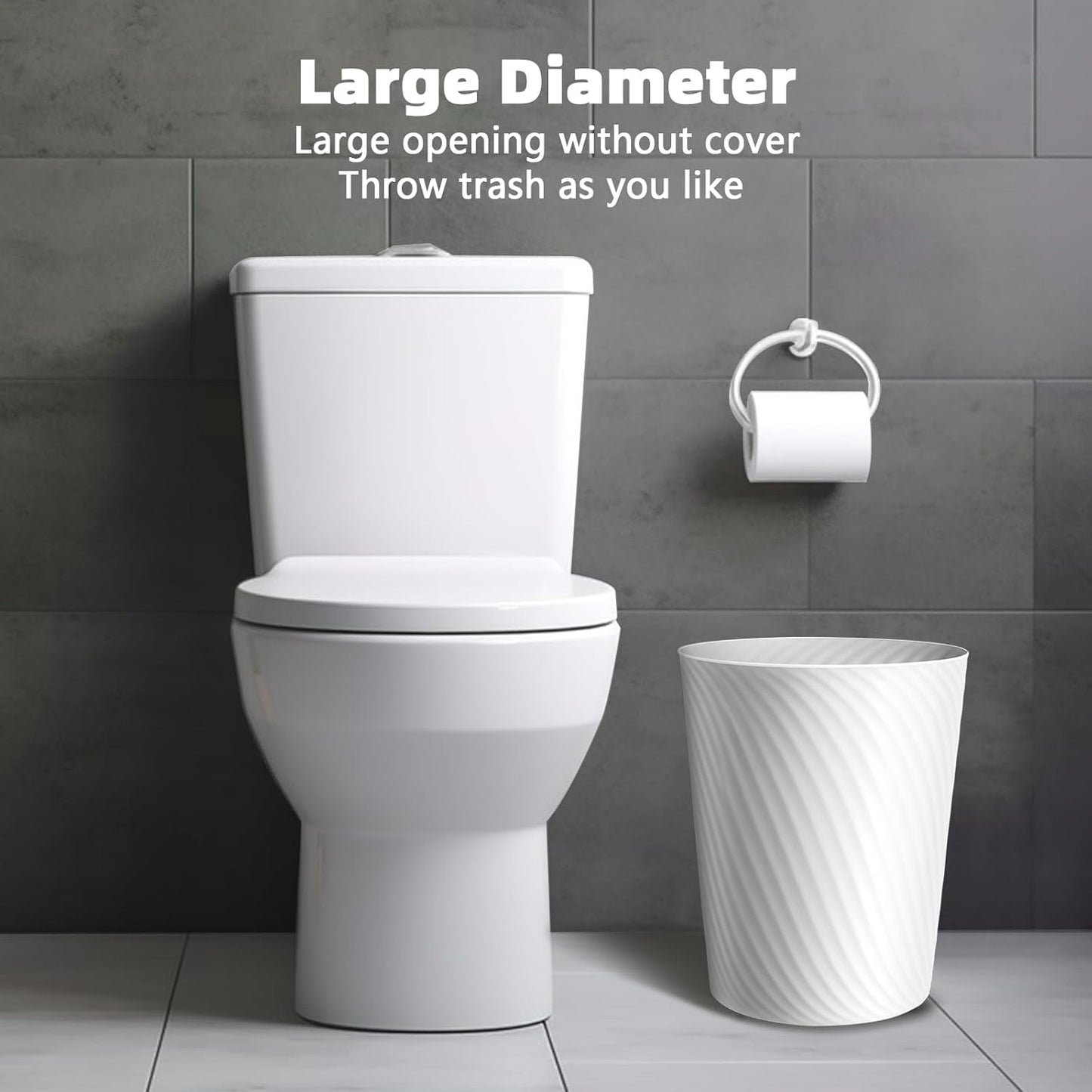 Small Trash Can 1.8 Gallons, Bathroom Trash Can & Garbage Can with 6 Trash Bags, Bedroom Trash Bin & Waste Basket for Office, Bedroom, Living Room, Kitchen, Compact Space (6-White)