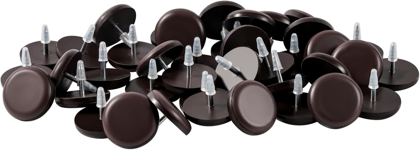 Furniture Glides Sliders-Furnigear PTFE (Teflon) Chair Leg Movers Sliders for Carpet Surface - Move Your Furniture Easy & Safely - Floor Protector (3/4" Nail, Brown-40pack, not for Wood Floors)