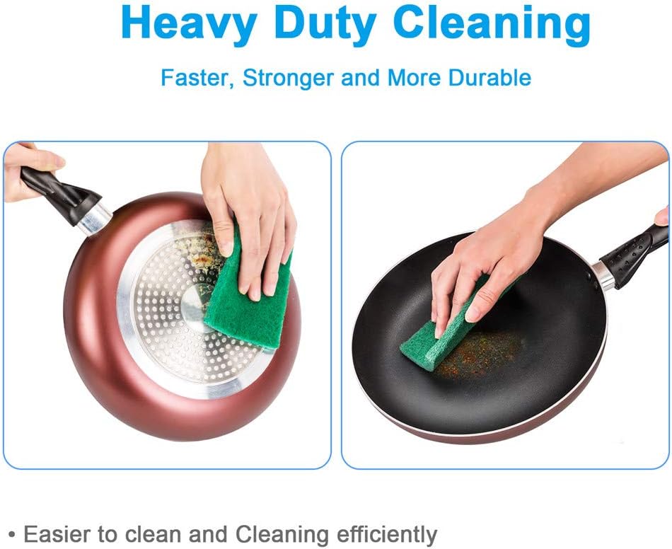 24PCS Scouring Pad - Premium Heavy Duty Scrub Pads, Reusable Household Green Dish Scrubber, Multipurpose Scour pad - for Kitchen Scrubber & Metal Grills, 3.9 x 5.9 x 0.36IN