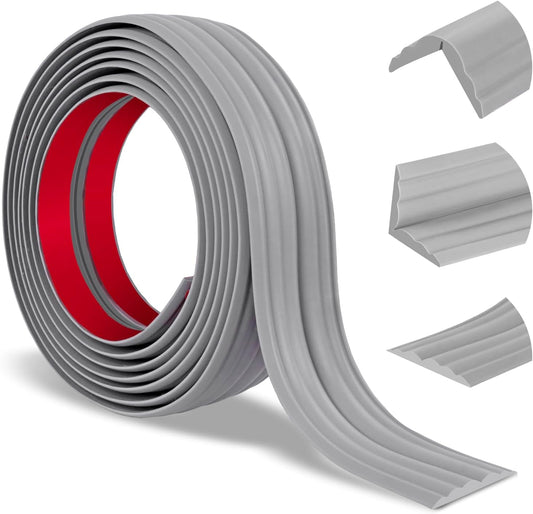 Wall Corner Protector Peel and Stick Corner Trim Molding Flexible Inside & Outside Wall Edge Guard Self Adhesive Moulding Trim for Edge Use, Gray, 1.6” W x 40’ L