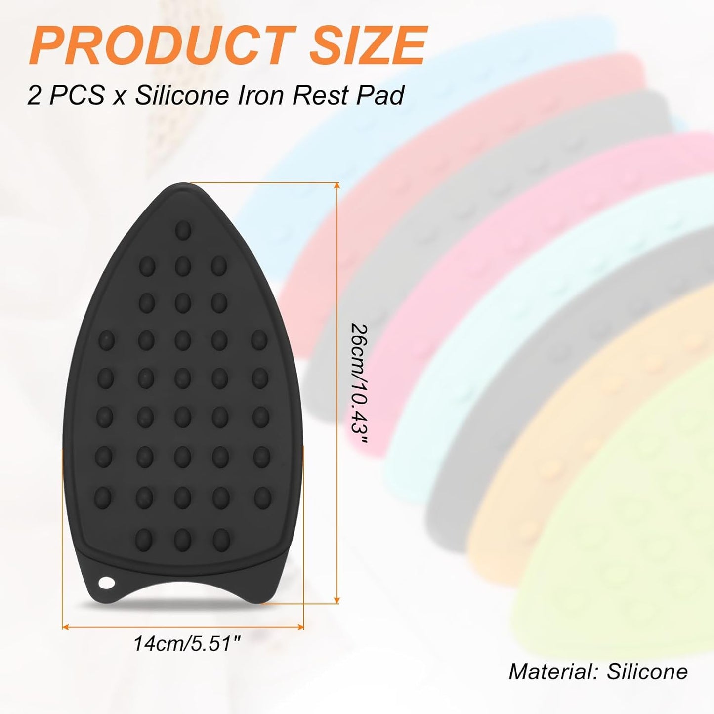 PATIKIL Silicone Iron Rest Pad, 2 Pcs Multipurpose Hot Heat Resistant Iron Rest Plate Protective Pad for Ironing Board Hot Resistant Steamer Steam Compact Mat, Black