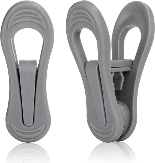 Tinfol 50pc Grey Plastic Hanger Clips, Strong Pinch Grip Finger Clips for Plastic Clothes Hangers, Multi-Purpose Hanger Clips