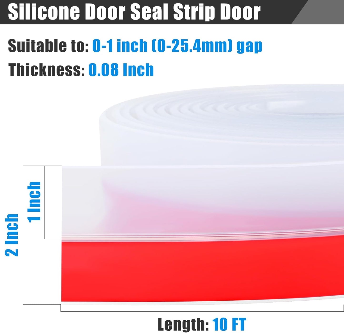 Draft Seal Tape for Doors and Windows 2 in x 10 Ft Silicone Weather Stripping Extra Thick 2mm Door Seal Strip with Strong Adhesive Draft Insulation Stopper Side Seal - Clear