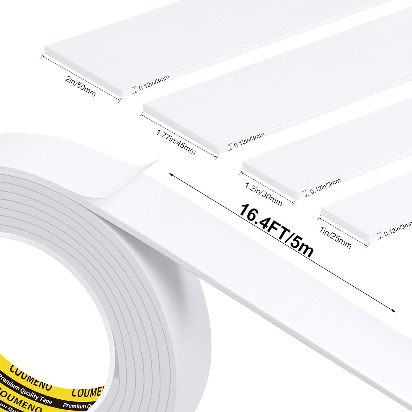 Foam Tape Single-Sided Sealing Strip 1.77inX16.4FT Sponge Tape Window Weather-Resistant, Self-Adhesive Insulating Sealing Tape (White)