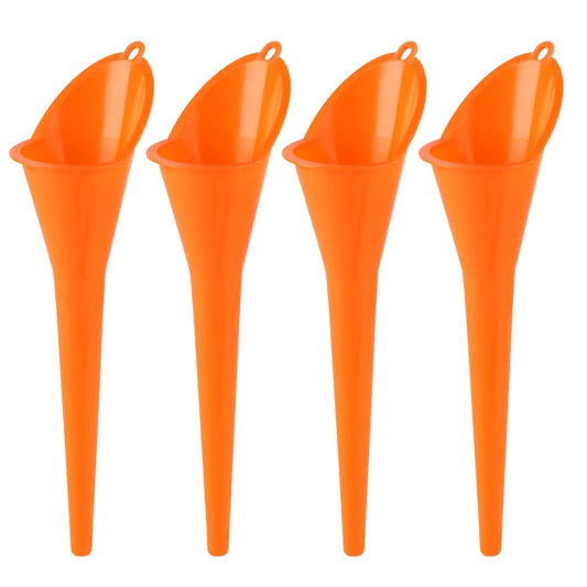 4 Pcs Plastic Long Neck Oil Funnel for Change, Multi-Function Long for Transmission Fluid Automotive Funnels, Car Water Diesel Fuel Kerosene Liquids Engine Oil Funnel Set