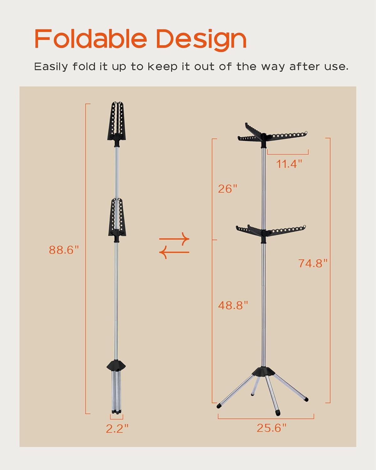 Clothes Drying Rack Foldable, 74.8 inch 2 Tier Laundry Drying Rack with Rotating Clothes Rail for 54 Pieces of Clothes, Space Saving, Indoor, Stainless Steel, Black and Silver CDR002B01