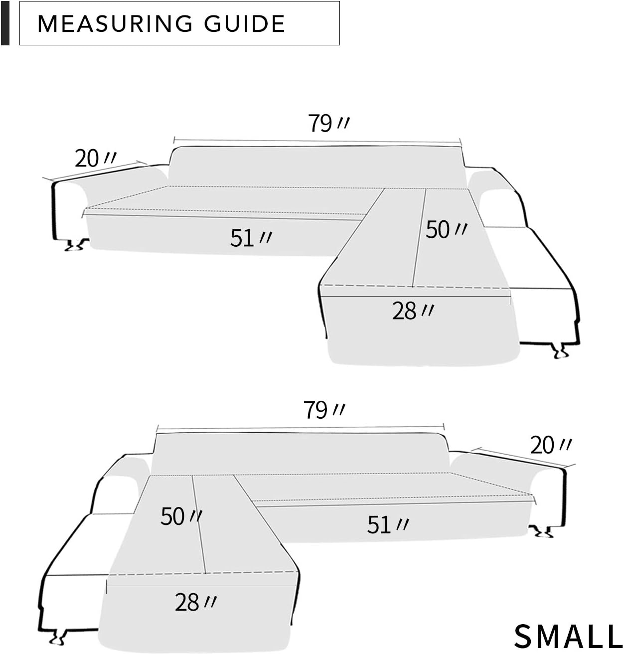 Easy-Going Sectional Couch Covers for Dogs L Shape Sofa Cover Reversible Sofa Slipcover Chaise Lounge Cover Furniture Protector Cover for Pets Dog Cat (Small, Dark Gray/Dark Gray)